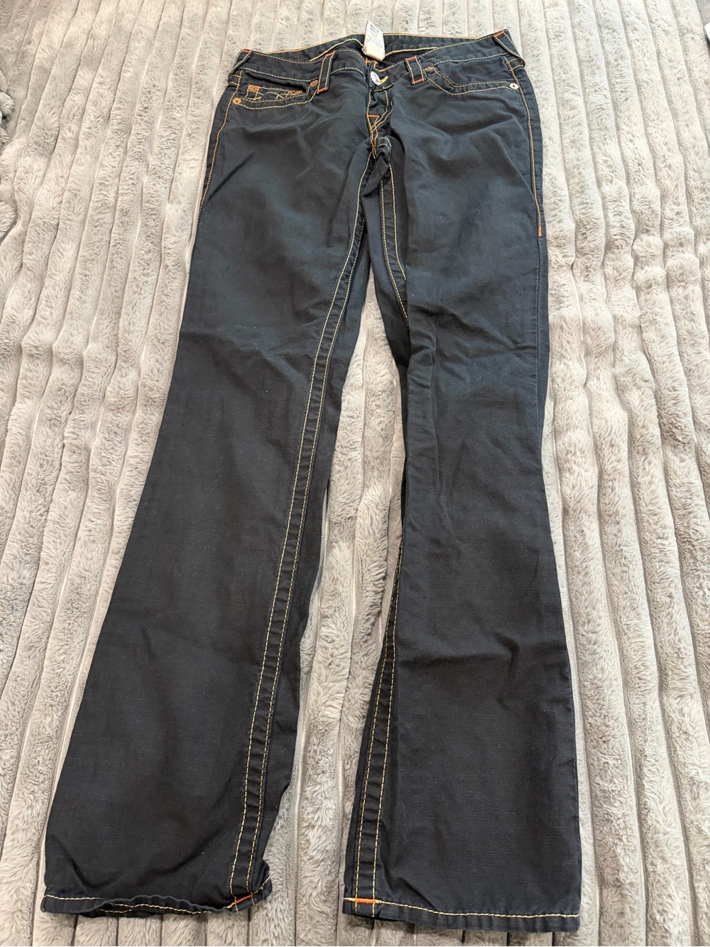 True Religion Black Bootcut Jeans with Contrast Stitching